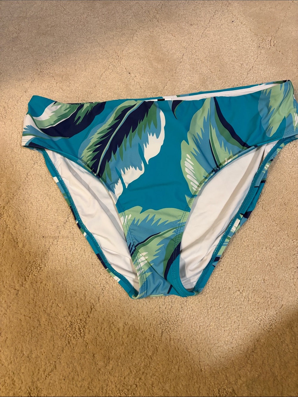 New Jantzen Women’s Teal Tropical Print Bikini Bottom USA Size 14